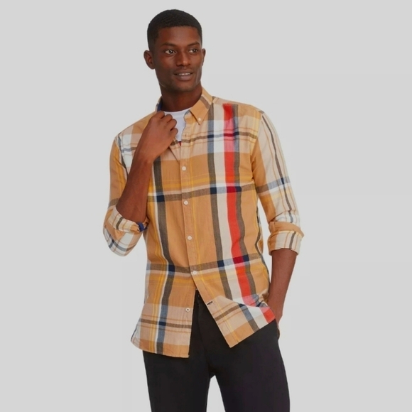 Tommy Hilfiger Burberry style slim fit plaid long-sleeve button-down shirt - Picture 2 of 7